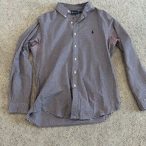 Polo by Ralph Lauren men’s L Large button down. Purple maroon and white gingham
